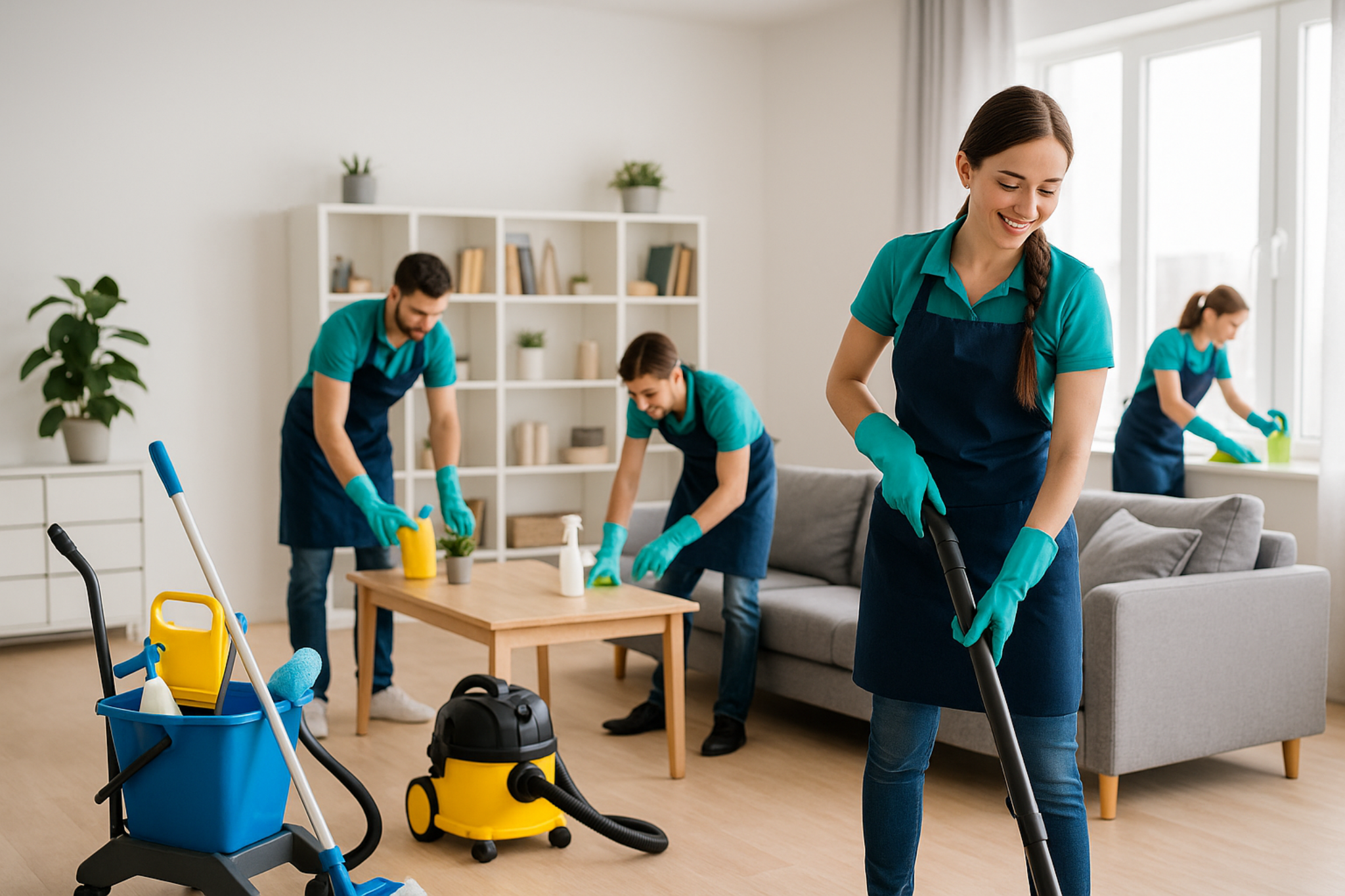 Cleaners at work